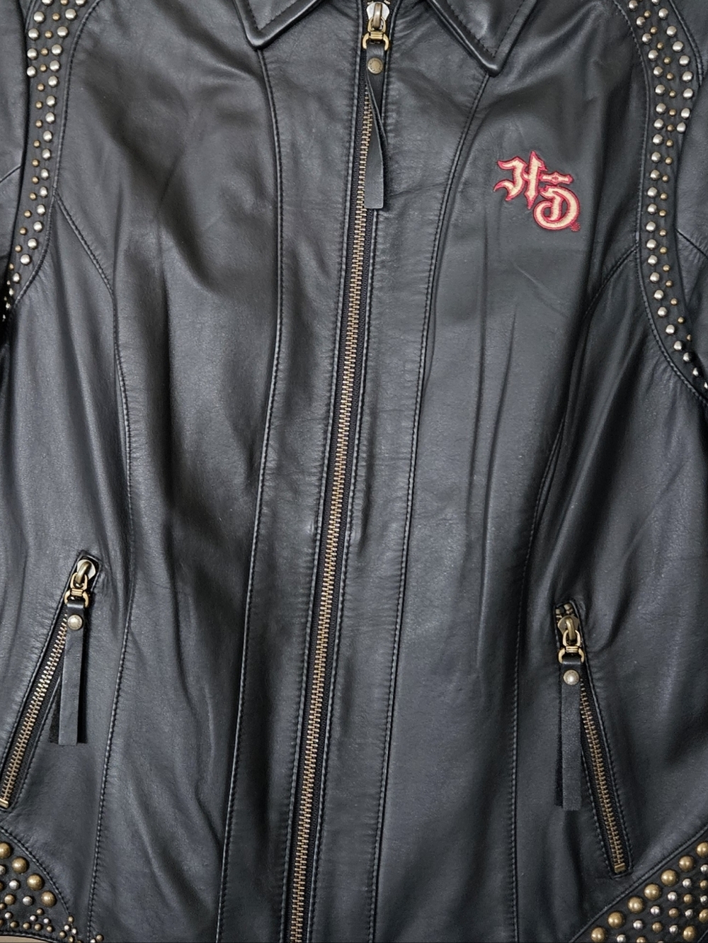 Harley-Davidson Studded Leather Jacket | Embroidered Back Logo | Moto Style - Picture 11 of 12